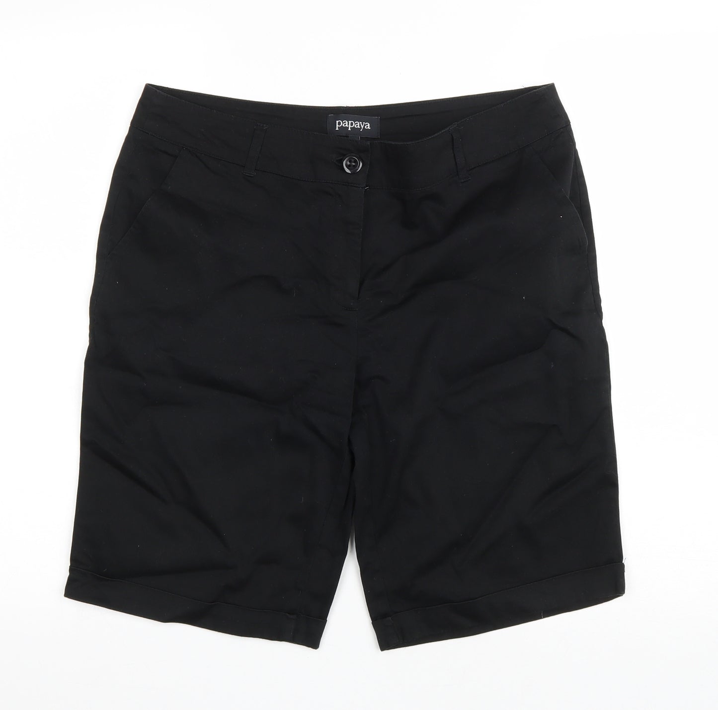 Matalan Womens Black Cotton Bermuda Shorts Size 14 L10 in Regular Zip