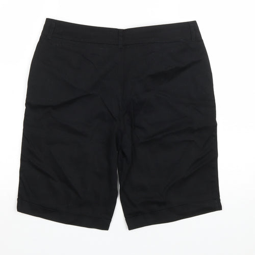 Matalan Womens Black Cotton Bermuda Shorts Size 14 L10 in Regular Zip