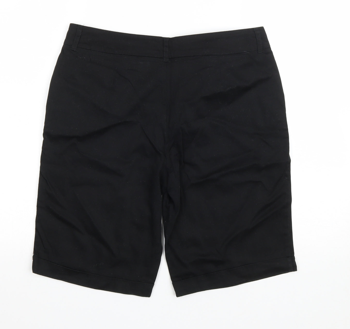 Matalan Womens Black Cotton Bermuda Shorts Size 14 L10 in Regular Zip