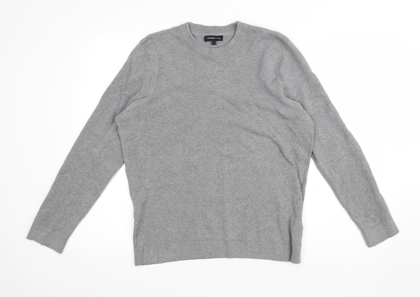 Debenhams Mens Grey Round Neck Cotton Pullover Jumper Size L
