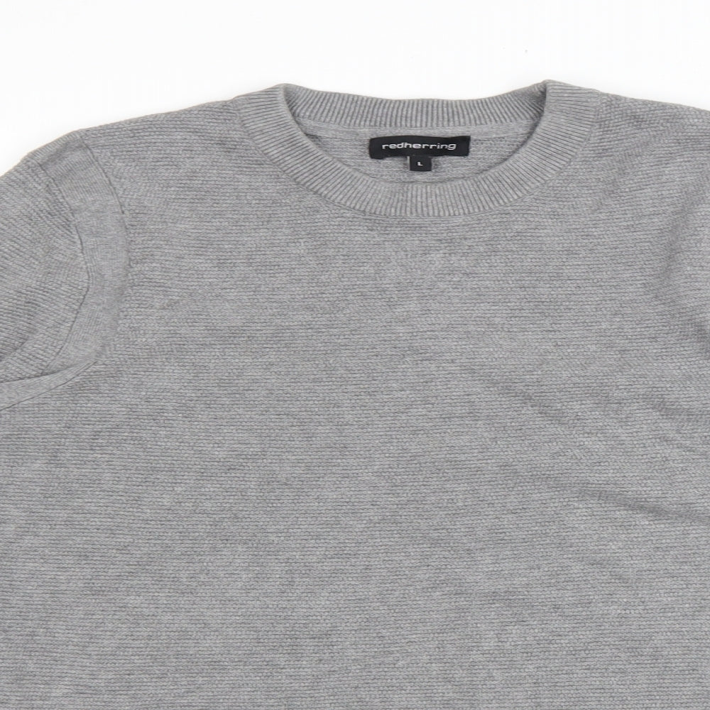 Debenhams Mens Grey Round Neck Cotton Pullover Jumper Size L