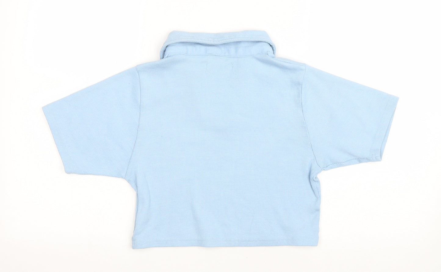 Daisy Street Womens Blue Cotton Cropped T-Shirt Size 14 V-Neck