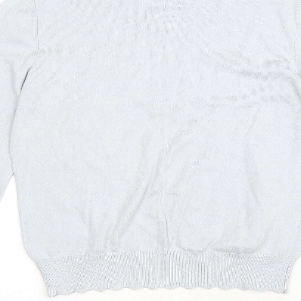 Oasis Womens Blue Mock Neck Cotton Pullover Jumper Size M