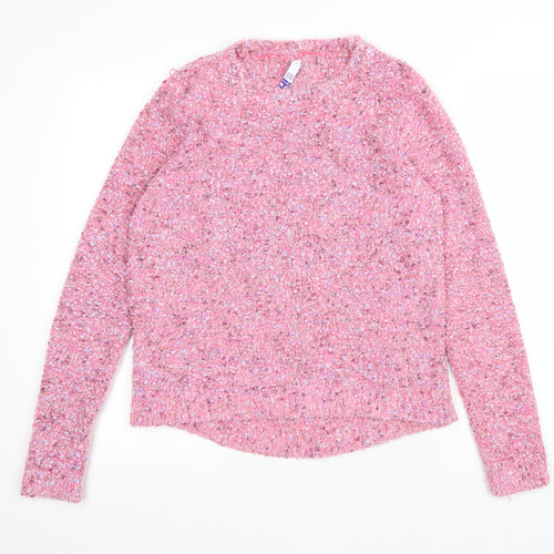 Debenhams Womens Pink Round Neck Polyamide Pullover Jumper Size 12