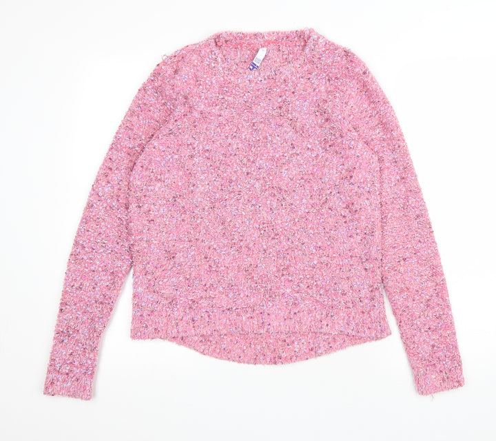 Debenhams Womens Pink Round Neck Polyamide Pullover Jumper Size 12
