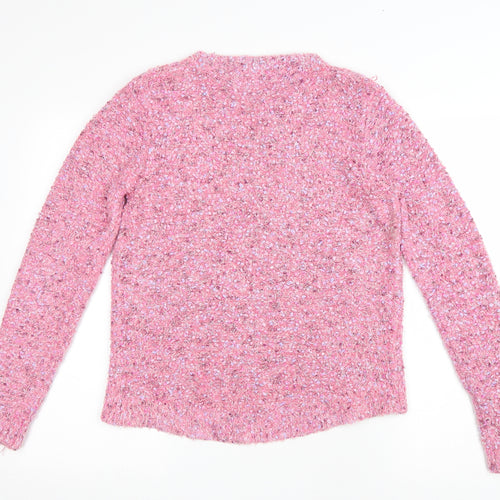 Debenhams Womens Pink Round Neck Polyamide Pullover Jumper Size 12