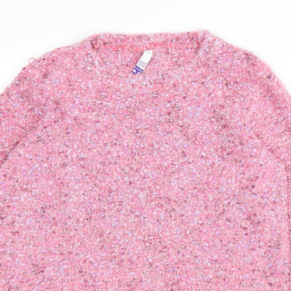 Debenhams Womens Pink Round Neck Polyamide Pullover Jumper Size 12
