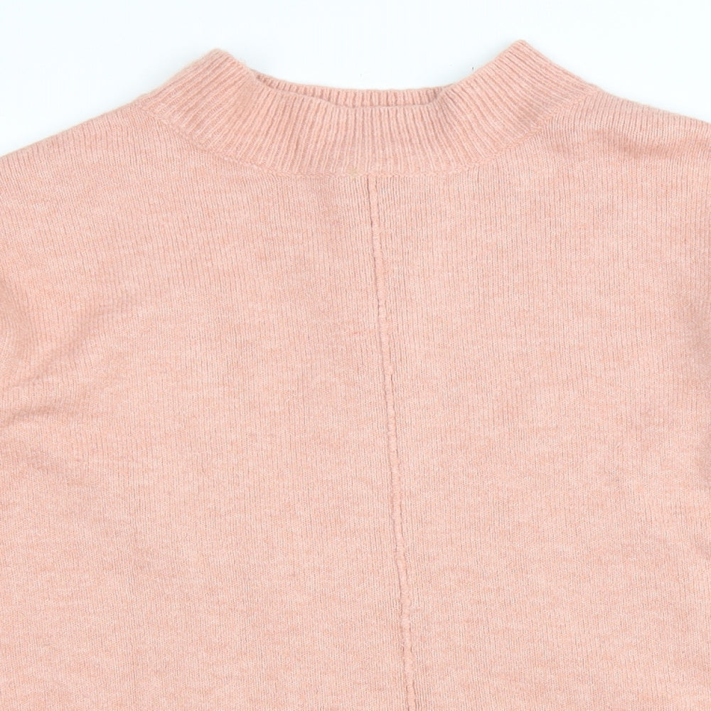 Debenhams Womens Pink Round Neck Acrylic Pullover Jumper Size 12 - Zipped Back