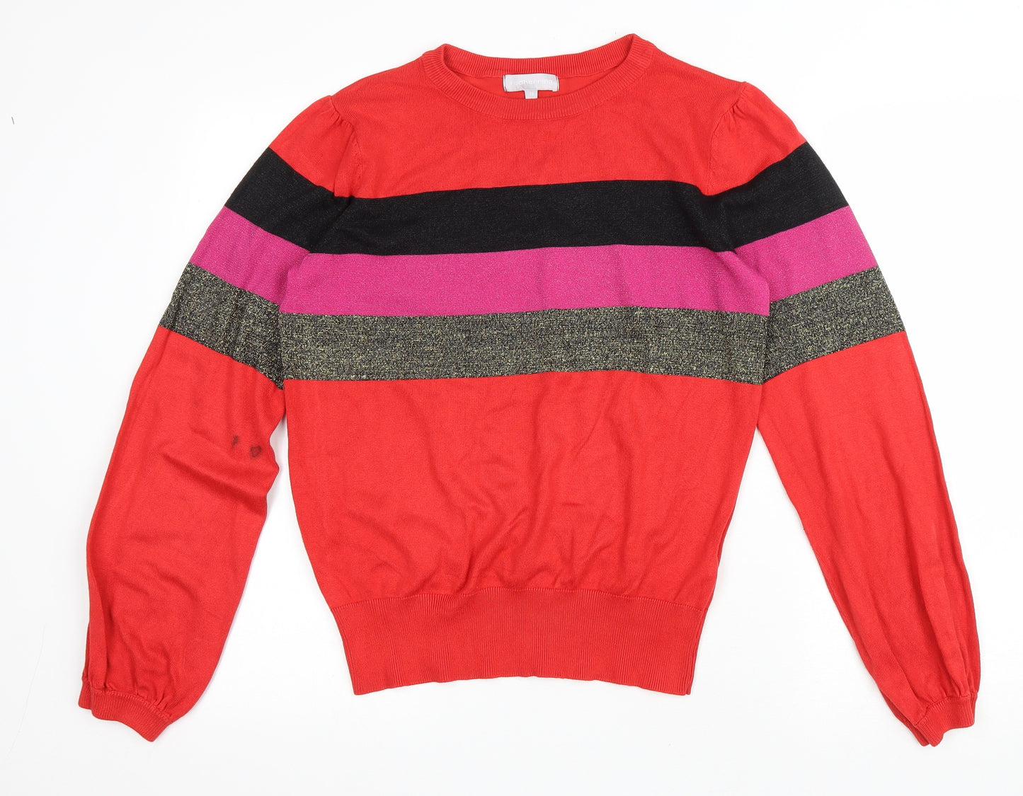 Debenhams Womens Multicoloured Round Neck Striped Viscose Pullover Jumper Size 12