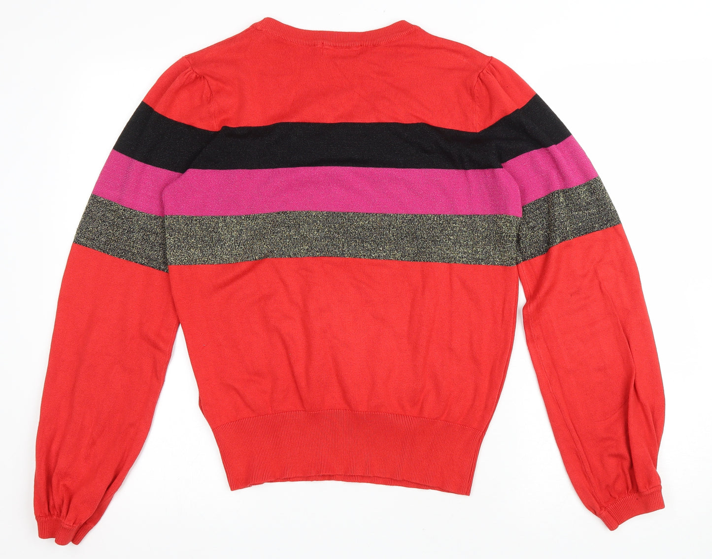 Debenhams Womens Multicoloured Round Neck Striped Viscose Pullover Jumper Size 12