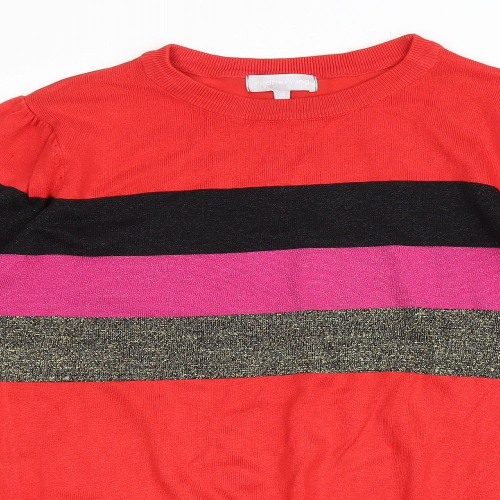 Debenhams Womens Multicoloured Round Neck Striped Viscose Pullover Jumper Size 12