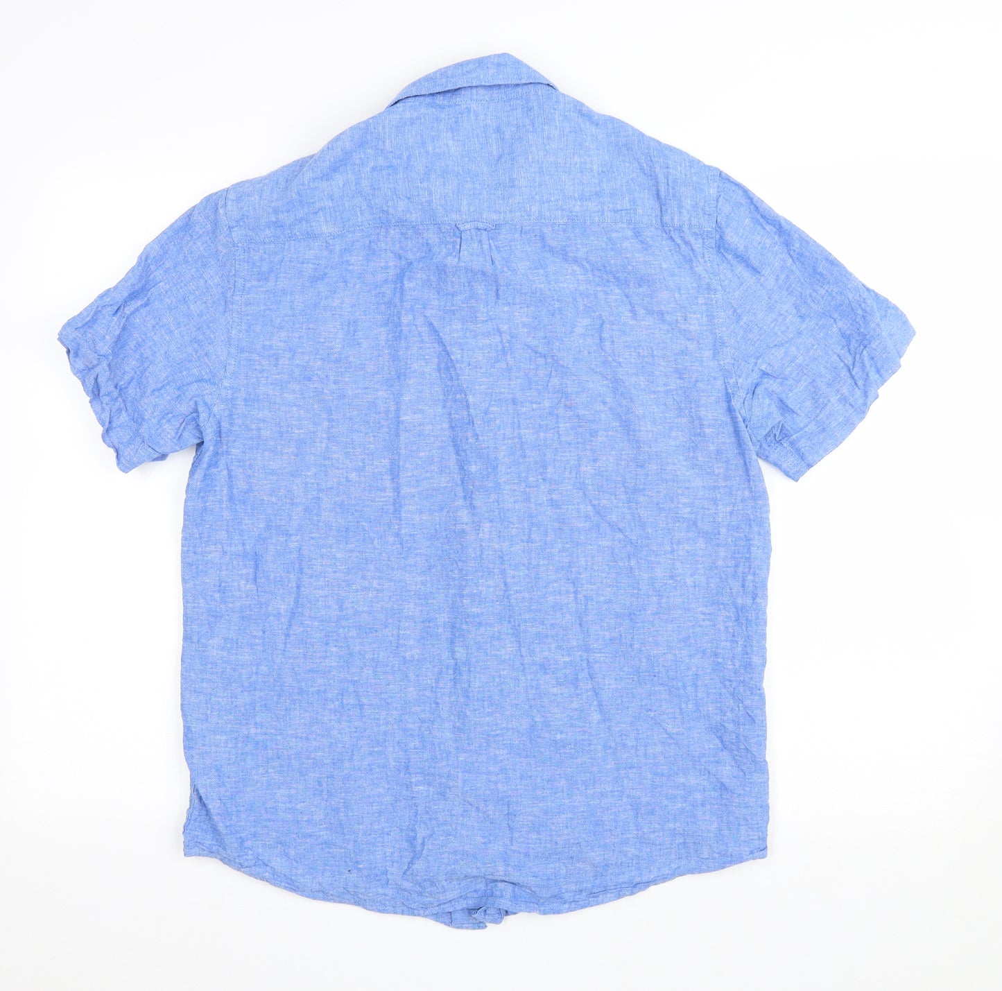 Primark Mens Blue Cotton Button-Up Size M Collared Button