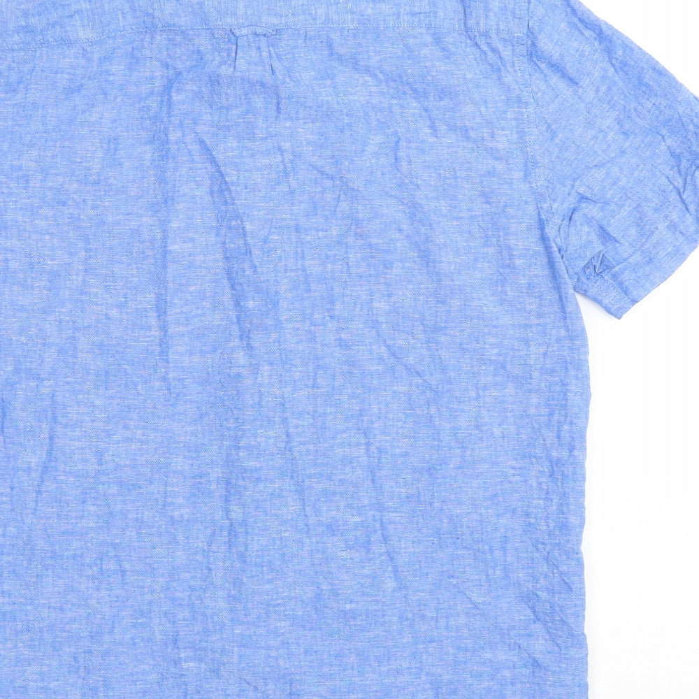 Primark Mens Blue Cotton Button-Up Size M Collared Button