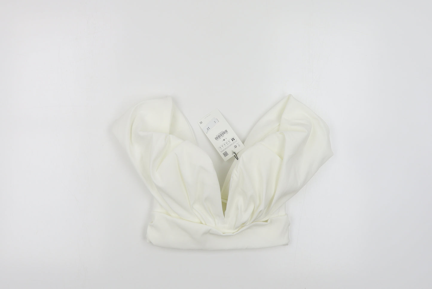 Zara Womens White Polyester Cropped Blouse Size M V-Neck