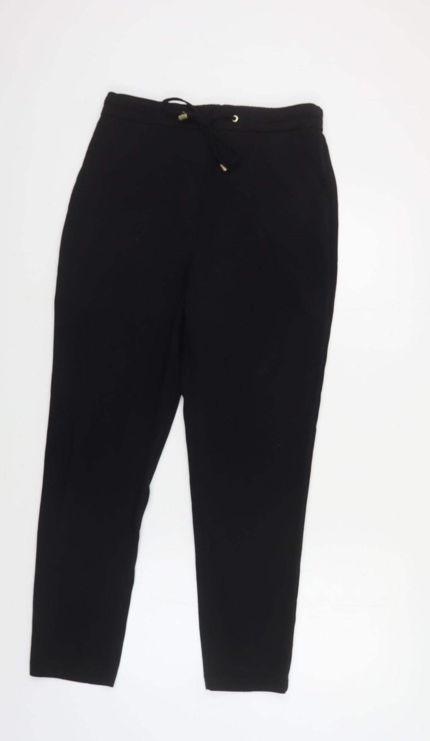F&F Womens Black Polyester Trousers Size 12 L29 in Regular Drawstring