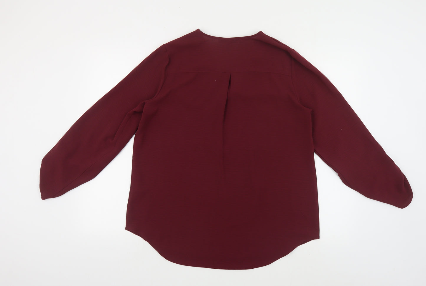 Primark Womens Red Polyester Basic Blouse Size 12 V-Neck