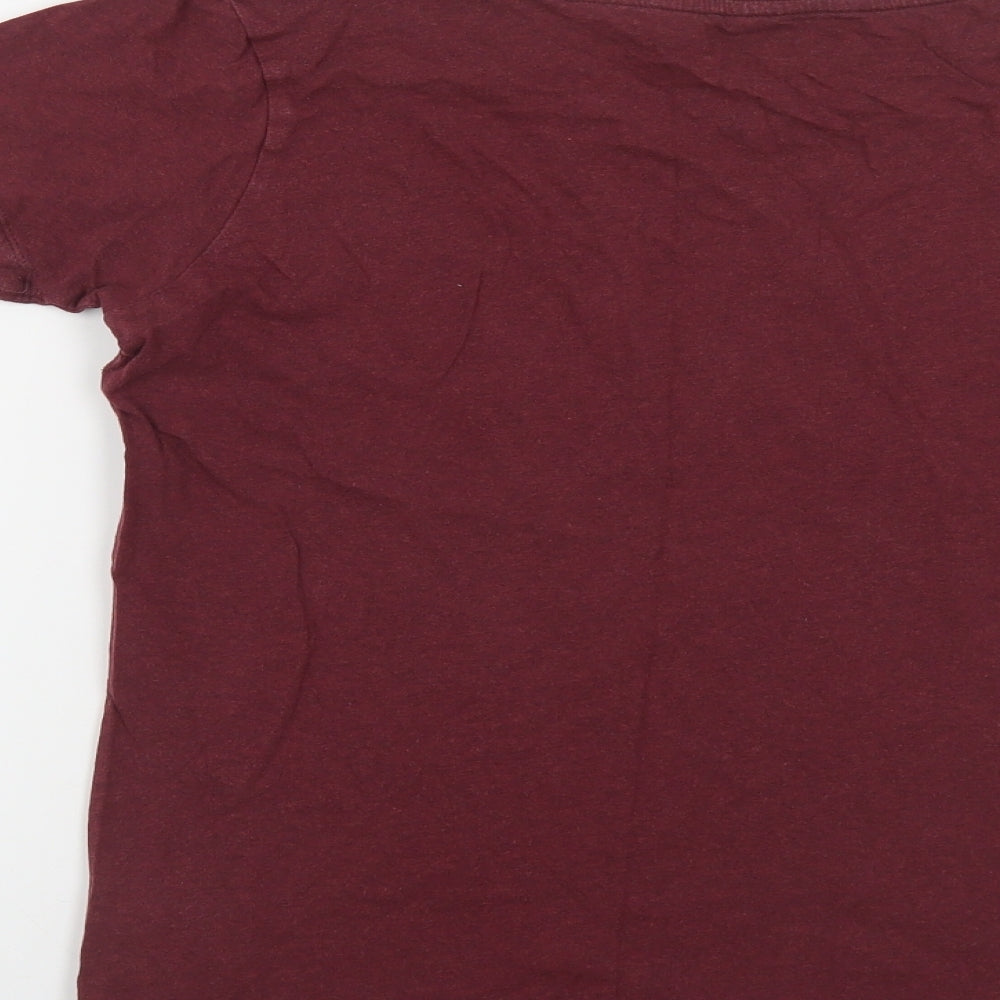 ASICS Womens Red Cotton Basic T-Shirt Size L Round Neck