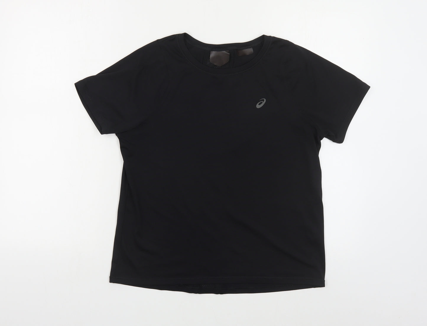 ASICS Womens Black Polyester Basic T-Shirt Size M Round Neck Pullover