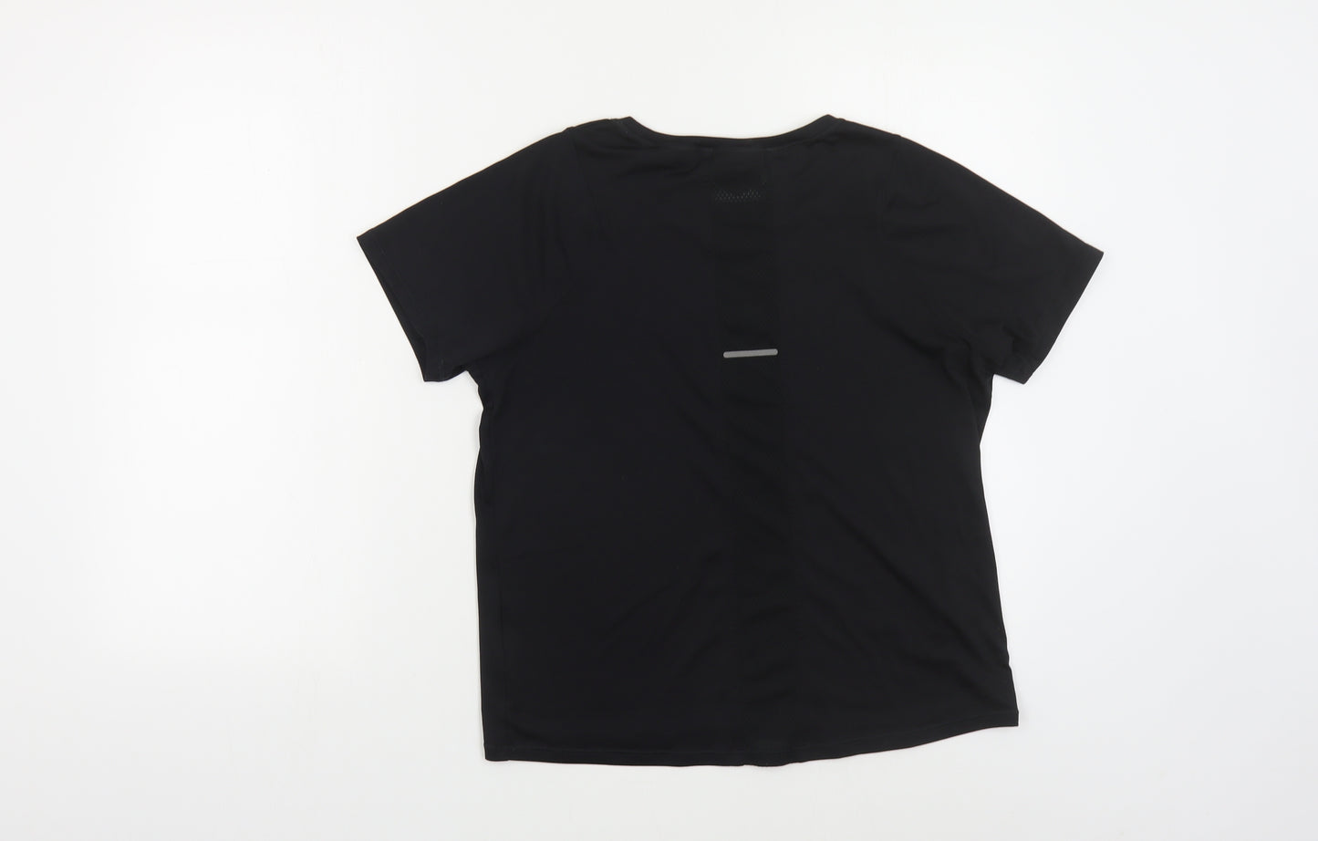 ASICS Womens Black Polyester Basic T-Shirt Size M Round Neck Pullover