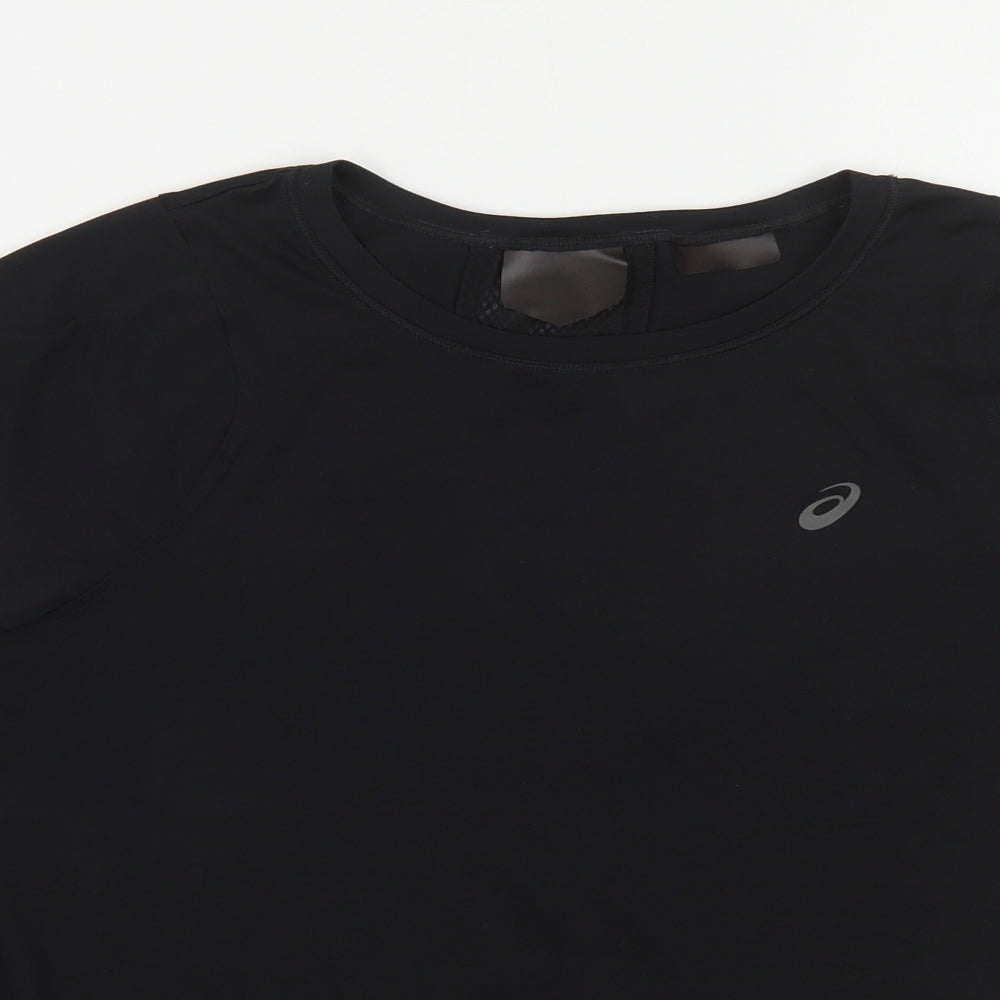 ASICS Womens Black Polyester Basic T-Shirt Size M Round Neck Pullover