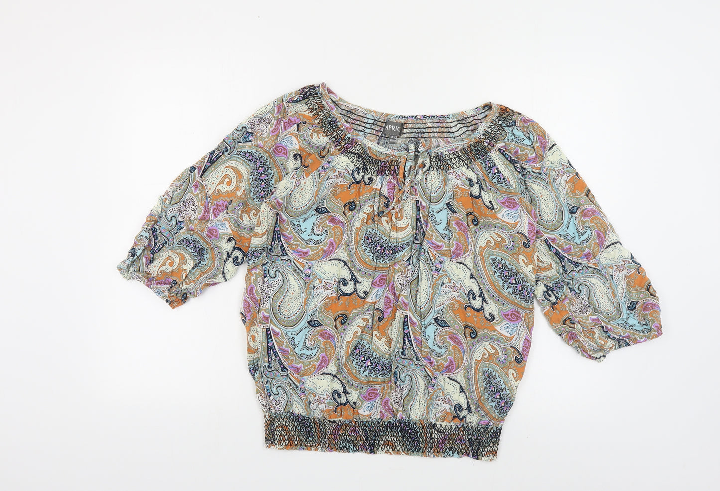 Apricot Womens Multicoloured Paisley Viscose Basic Blouse Size 12 Boat Neck