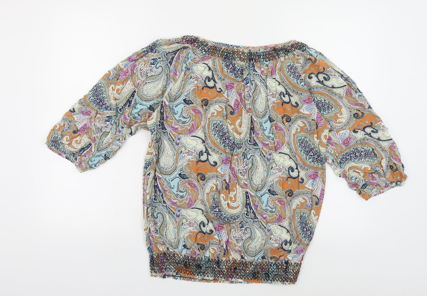 Apricot Womens Multicoloured Paisley Viscose Basic Blouse Size 12 Boat Neck