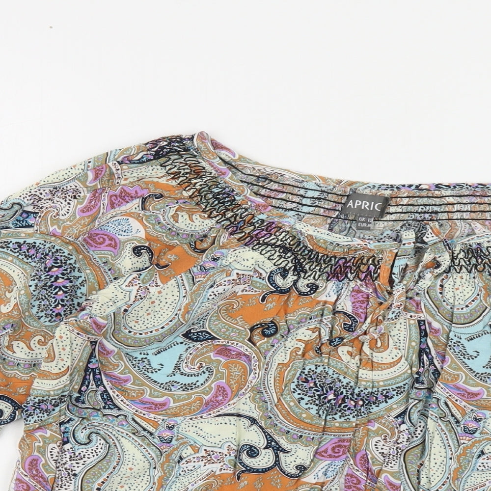 Apricot Womens Multicoloured Paisley Viscose Basic Blouse Size 12 Boat Neck