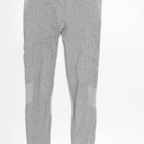 Primark Womens Grey Geometric Polyester Compression Leggings Size 10 L27 in Regular