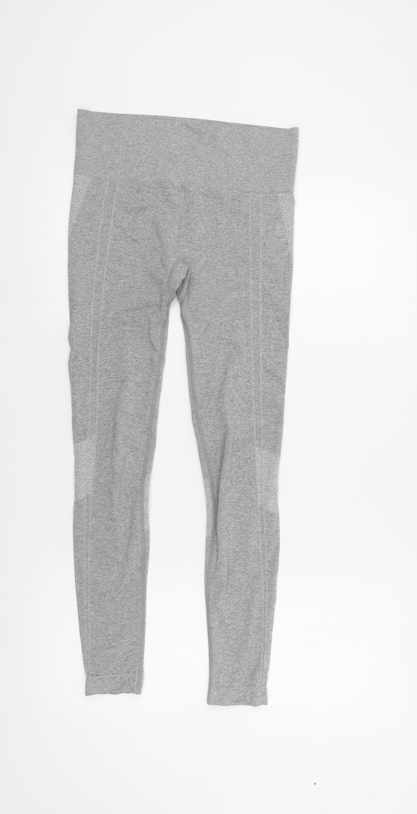 Primark Womens Grey Geometric Polyester Compression Leggings Size 10 L27 in Regular