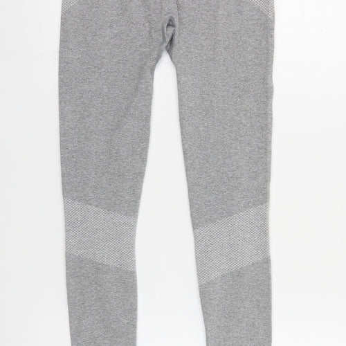Primark Womens Grey Geometric Polyester Compression Leggings Size 10 L27 in Regular