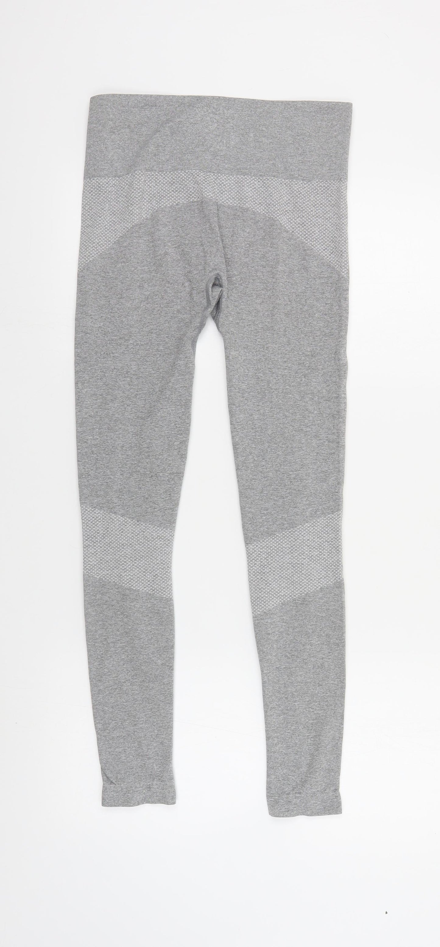 Primark Womens Grey Geometric Polyester Compression Leggings Size 10 L27 in Regular
