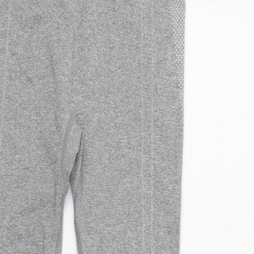 Primark Womens Grey Geometric Polyester Compression Leggings Size 10 L27 in Regular