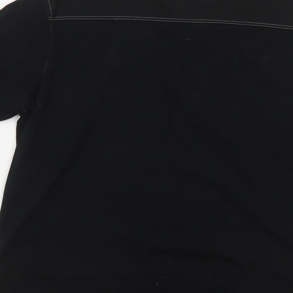 Matalan Mens Black Cotton Polo Size L Collared Button
