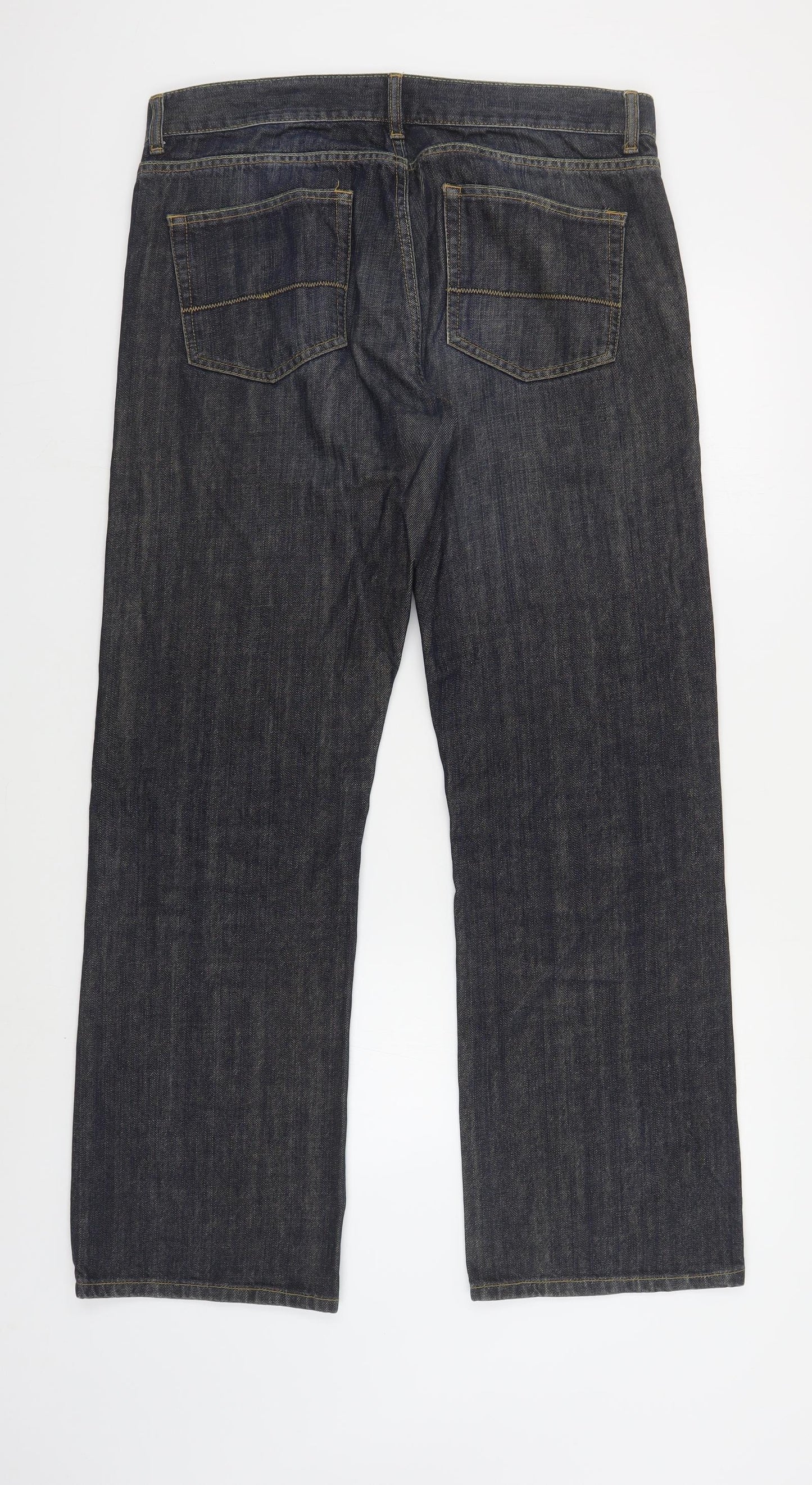 NEXT Mens Blue Cotton Bootcut Jeans Size 34 in L32 in Regular Button