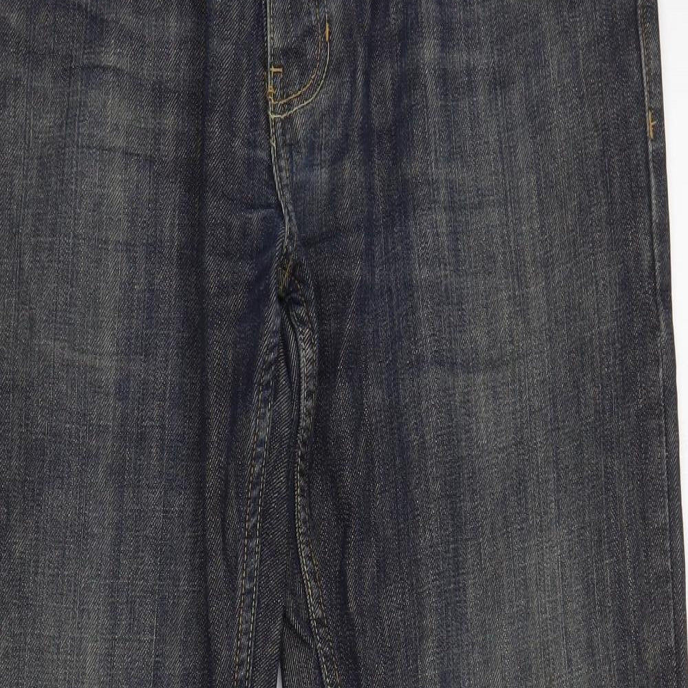 NEXT Mens Blue Cotton Bootcut Jeans Size 34 in L32 in Regular Button