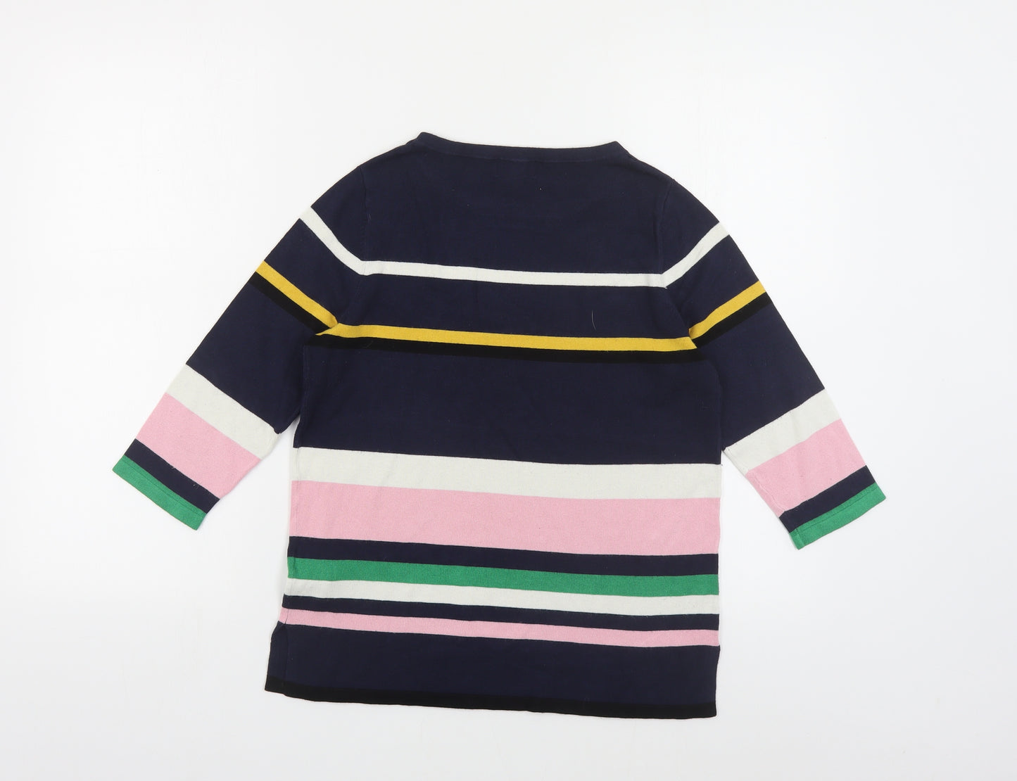 F&F Womens Multicoloured Round Neck Striped Viscose Pullover Jumper Size 10
