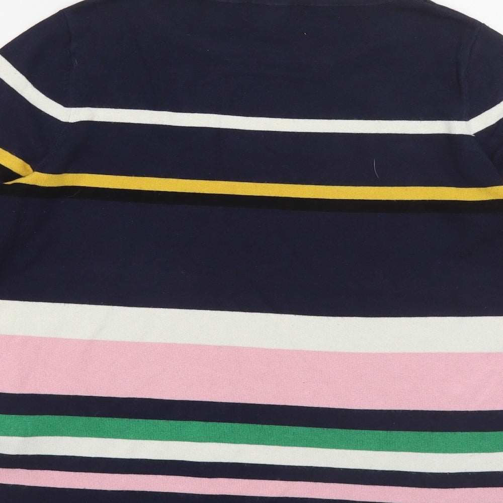 F&F Womens Multicoloured Round Neck Striped Viscose Pullover Jumper Size 10