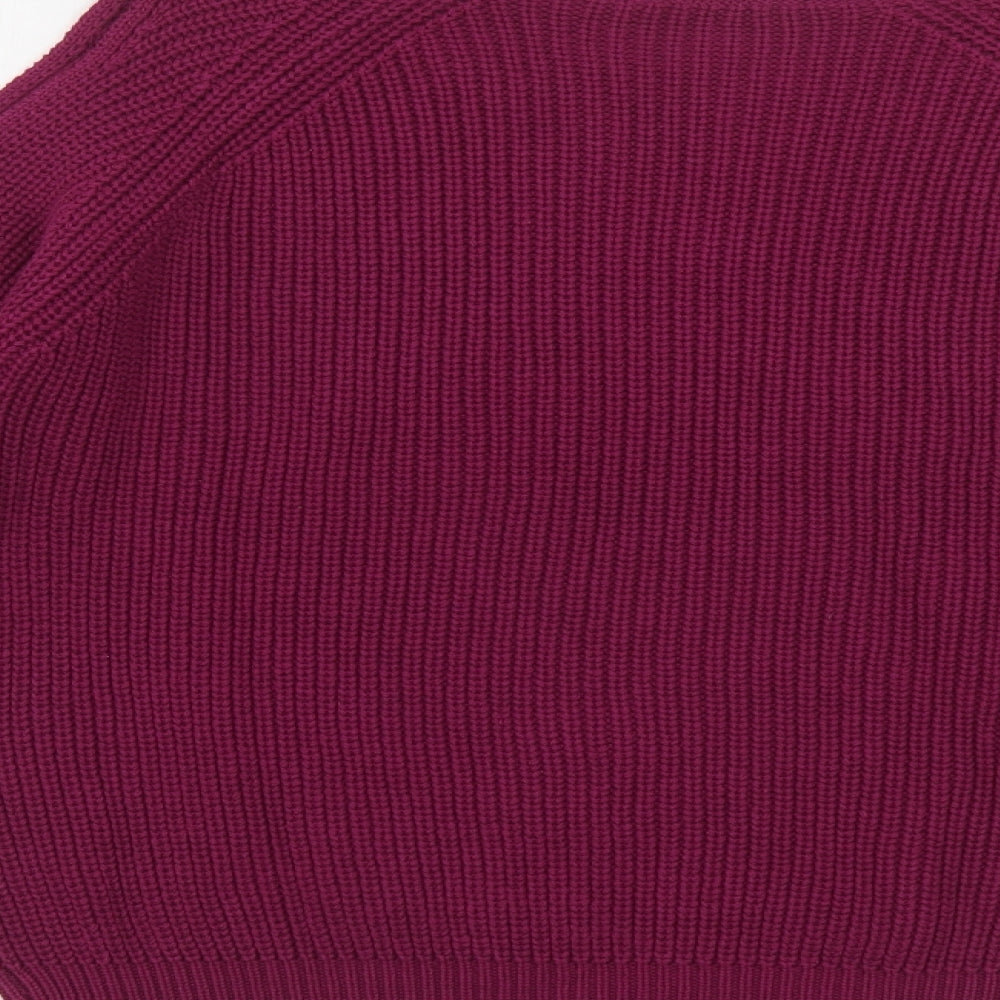 TU Womens Purple Round Neck Cotton Pullover Jumper Size 14 - Cold Shoulder