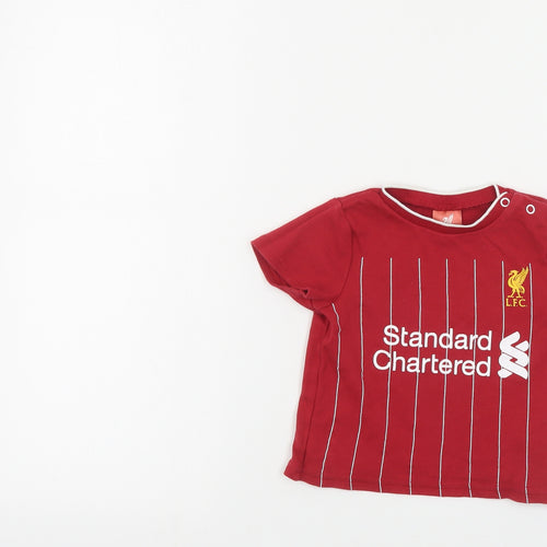 Liverpool FC Baby Red Cotton Pullover T-Shirt Size 12-18 Months Crew Neck Snap