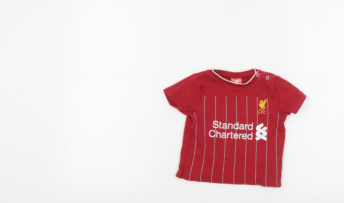 Liverpool FC Baby Red Cotton Pullover T-Shirt Size 12-18 Months Crew Neck Snap