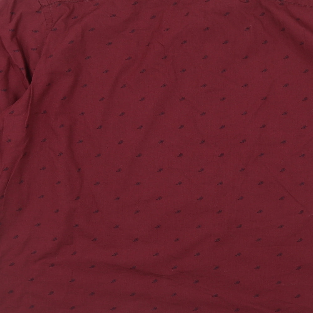F&F Mens Red Geometric Cotton Button-Up Size XL Collared Button