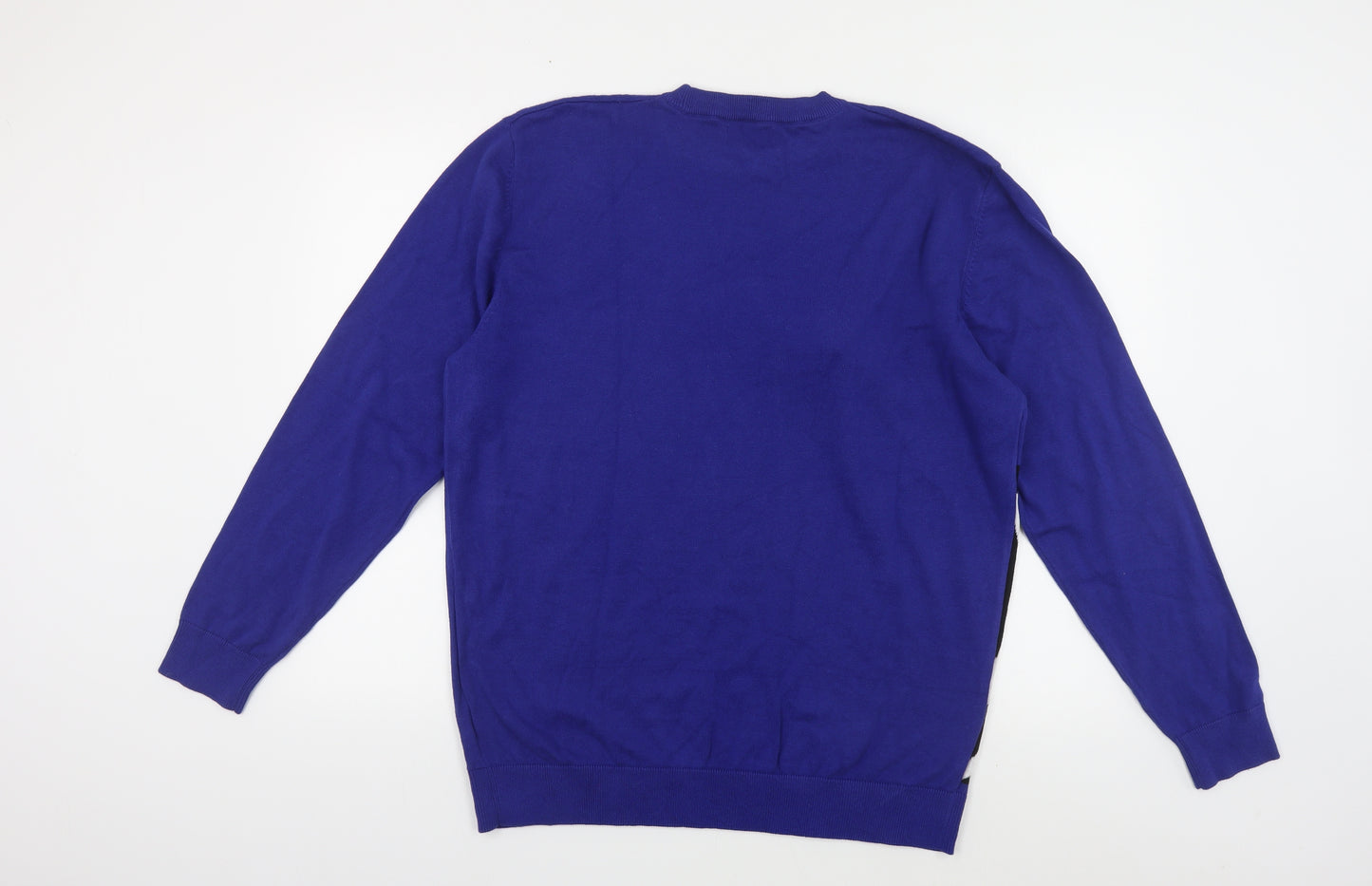 NEXT Mens Blue Crew Neck Cotton Pullover Jumper Size XL - Christmas Zebra