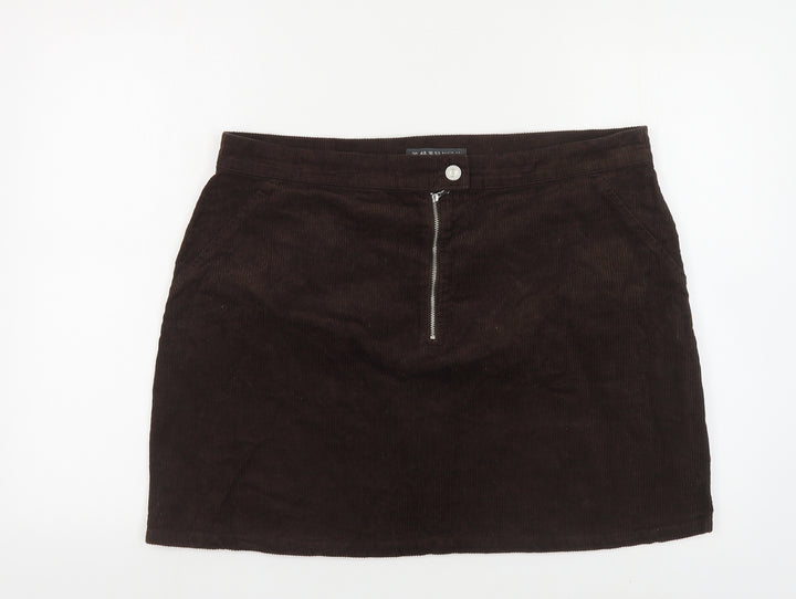 Denim & Co. Womens Brown Cotton Maxi Skirt Size 20 Button