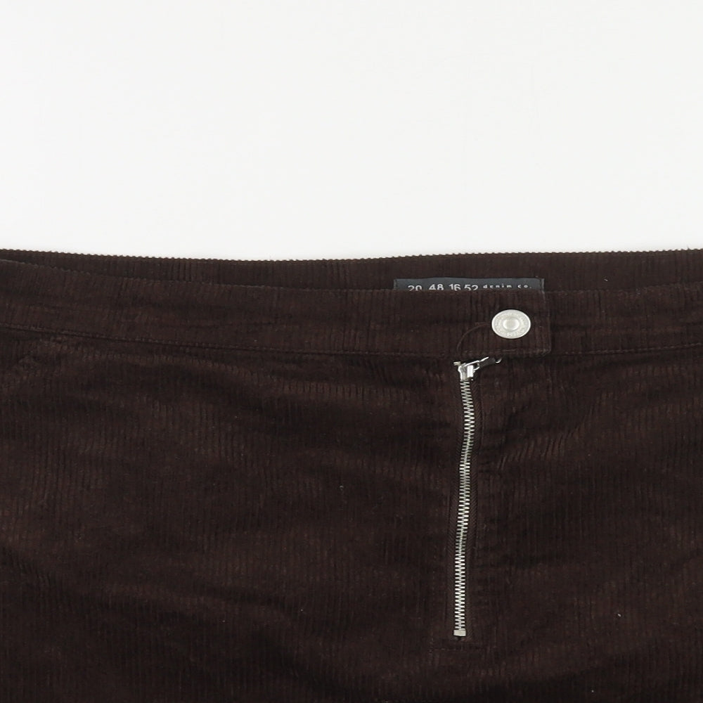 Denim & Co. Womens Brown Cotton Maxi Skirt Size 20 Button
