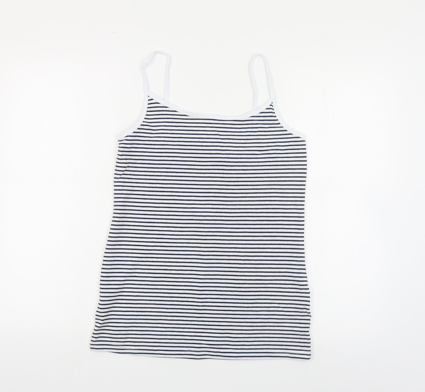 Papaya Womens Blue Striped Cotton Camisole T-Shirt Size 14 Round Neck