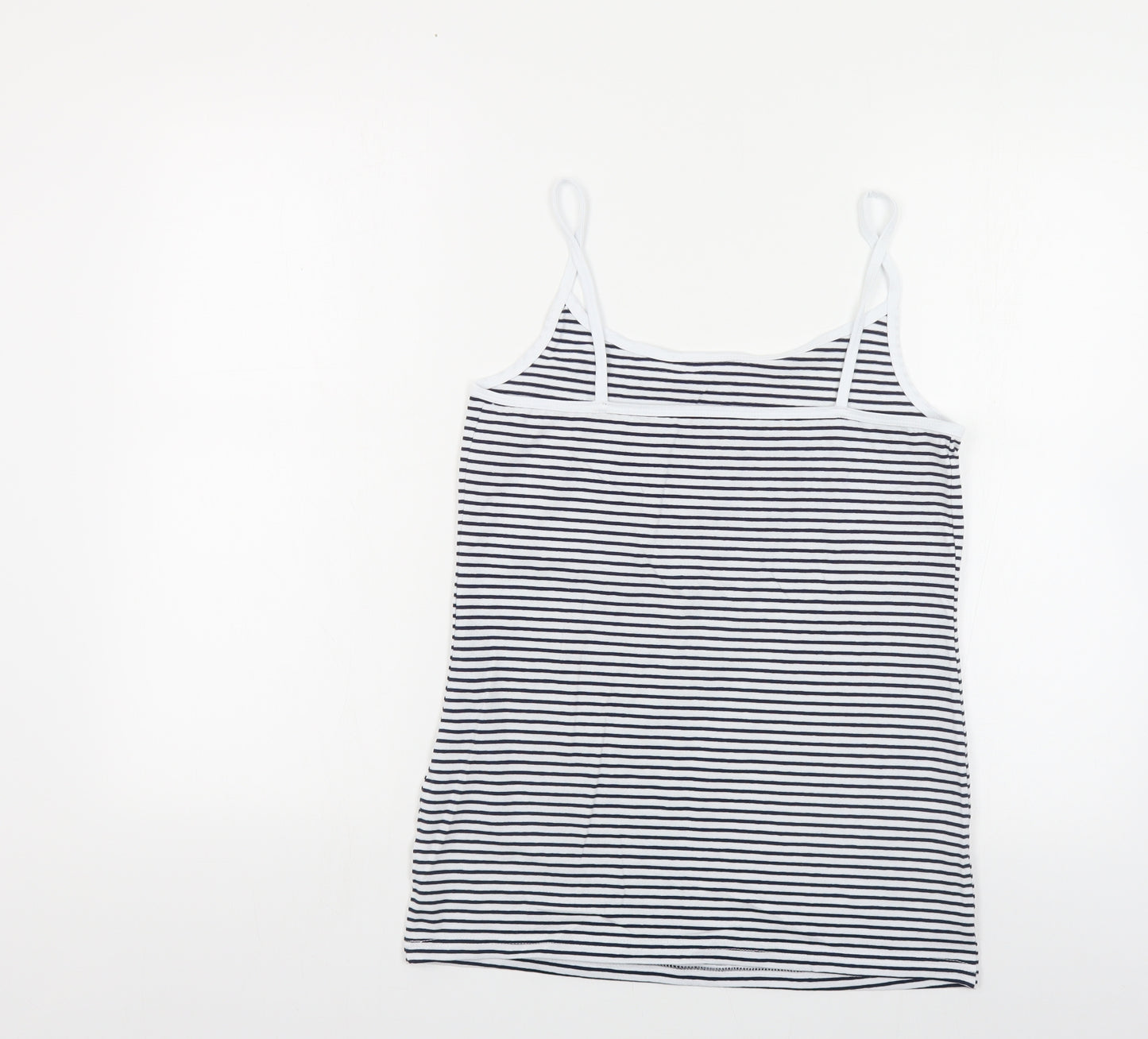 Papaya Womens Blue Striped Cotton Camisole T-Shirt Size 14 Round Neck