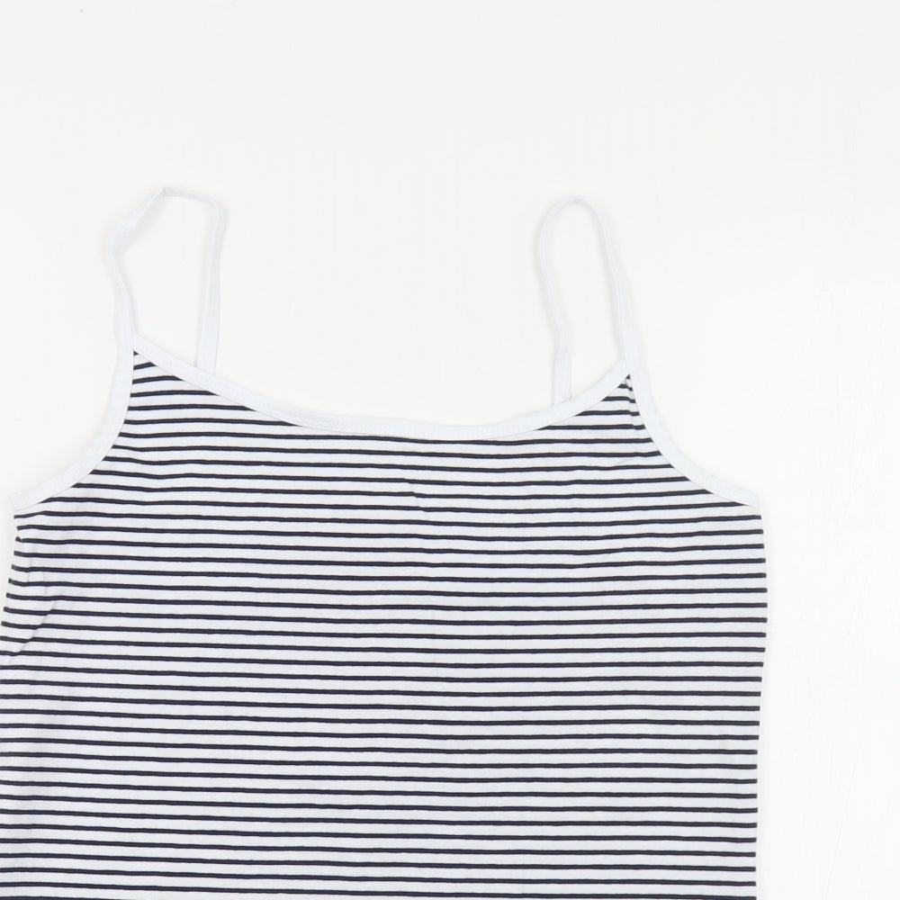Papaya Womens Blue Striped Cotton Camisole T-Shirt Size 14 Round Neck