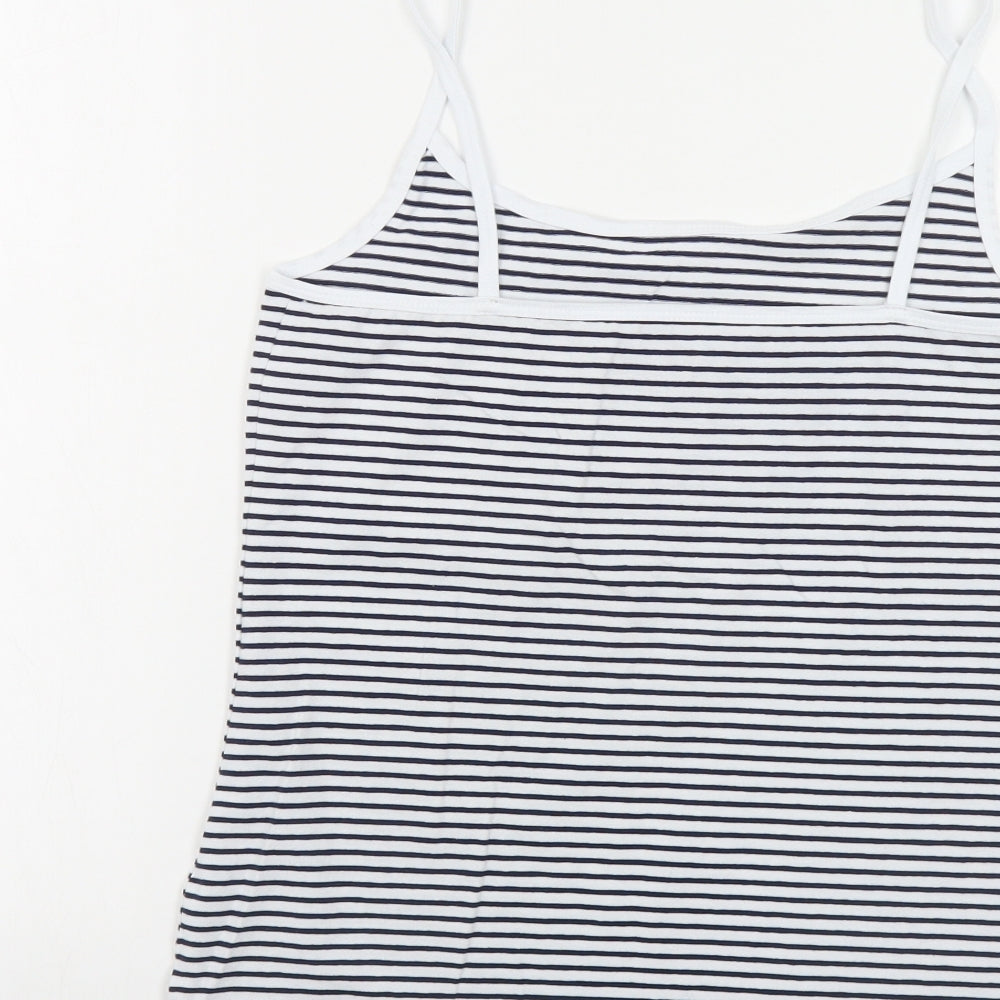 Papaya Womens Blue Striped Cotton Camisole T-Shirt Size 14 Round Neck