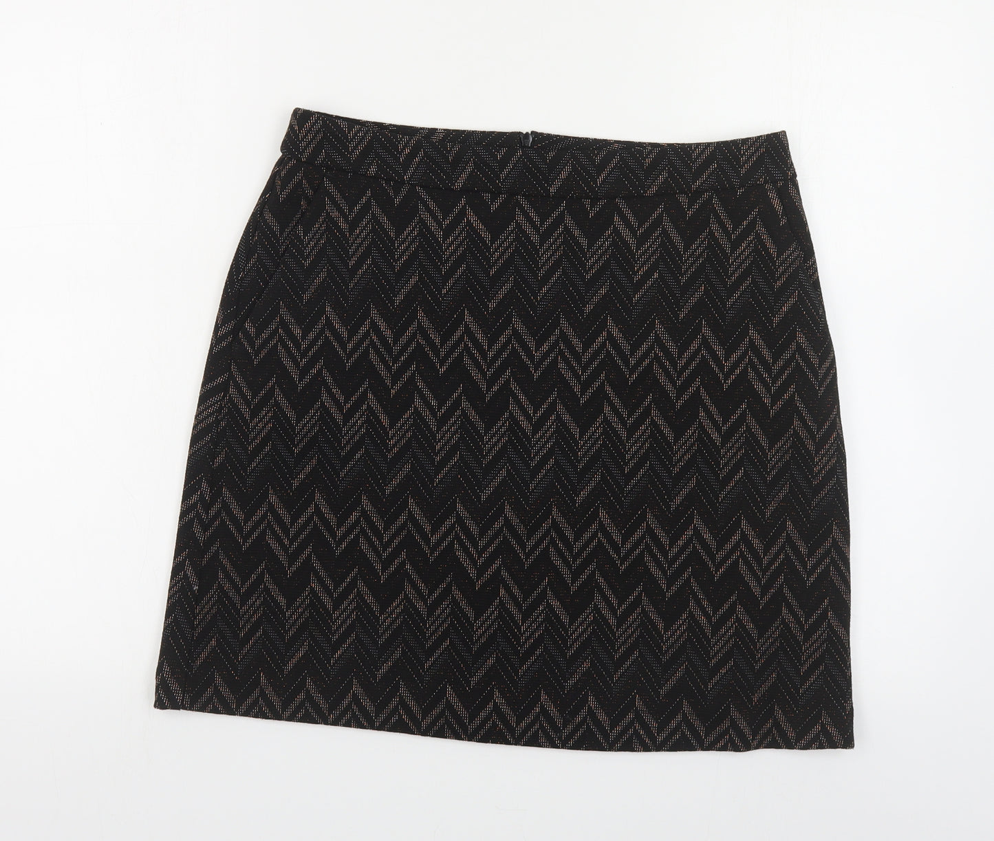 Nutmeg Womens Black Geometric Polyester Mini Skirt Size 12 Zip