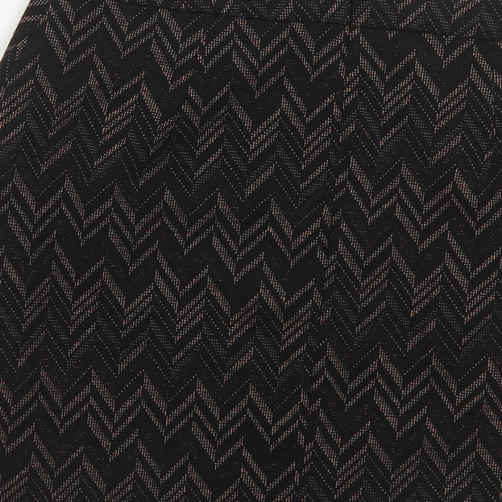 Nutmeg Womens Black Geometric Polyester Mini Skirt Size 12 Zip
